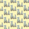 Rabbits on a yellow-green background,  pattern, for children's textiles, packagingGB Royalty Free Stock Photo